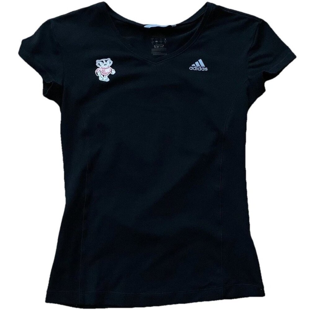 Wisconsin Badgers Black Mascot Logo T-Shirt Women’s Small Short Sleeve Adidas